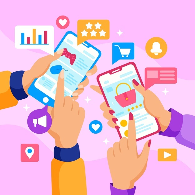 Grafik af shopping med annoncering