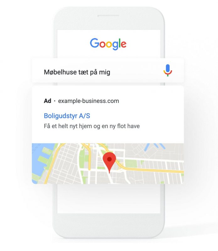 Lokal seo billede møbelhuse tæt på mig søgning på Google