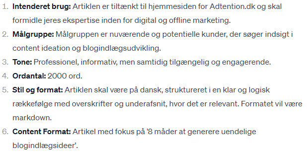 Eksempel på en ChatGPT prompt