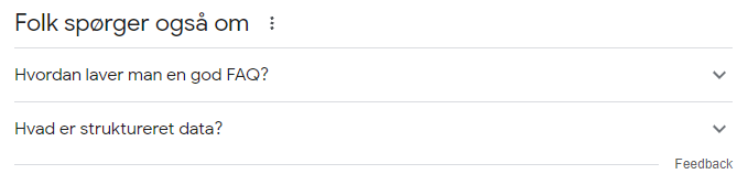 FAQ schema markup eksempel fra Googles søgeresultat
